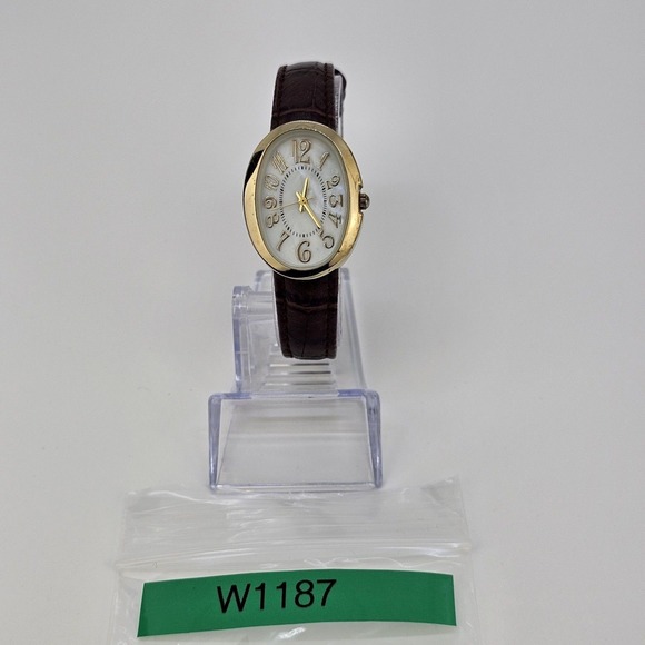 26MM Women's Watch MOP White Dial Brown Leather Bands New Battery - Picture 14 of 14